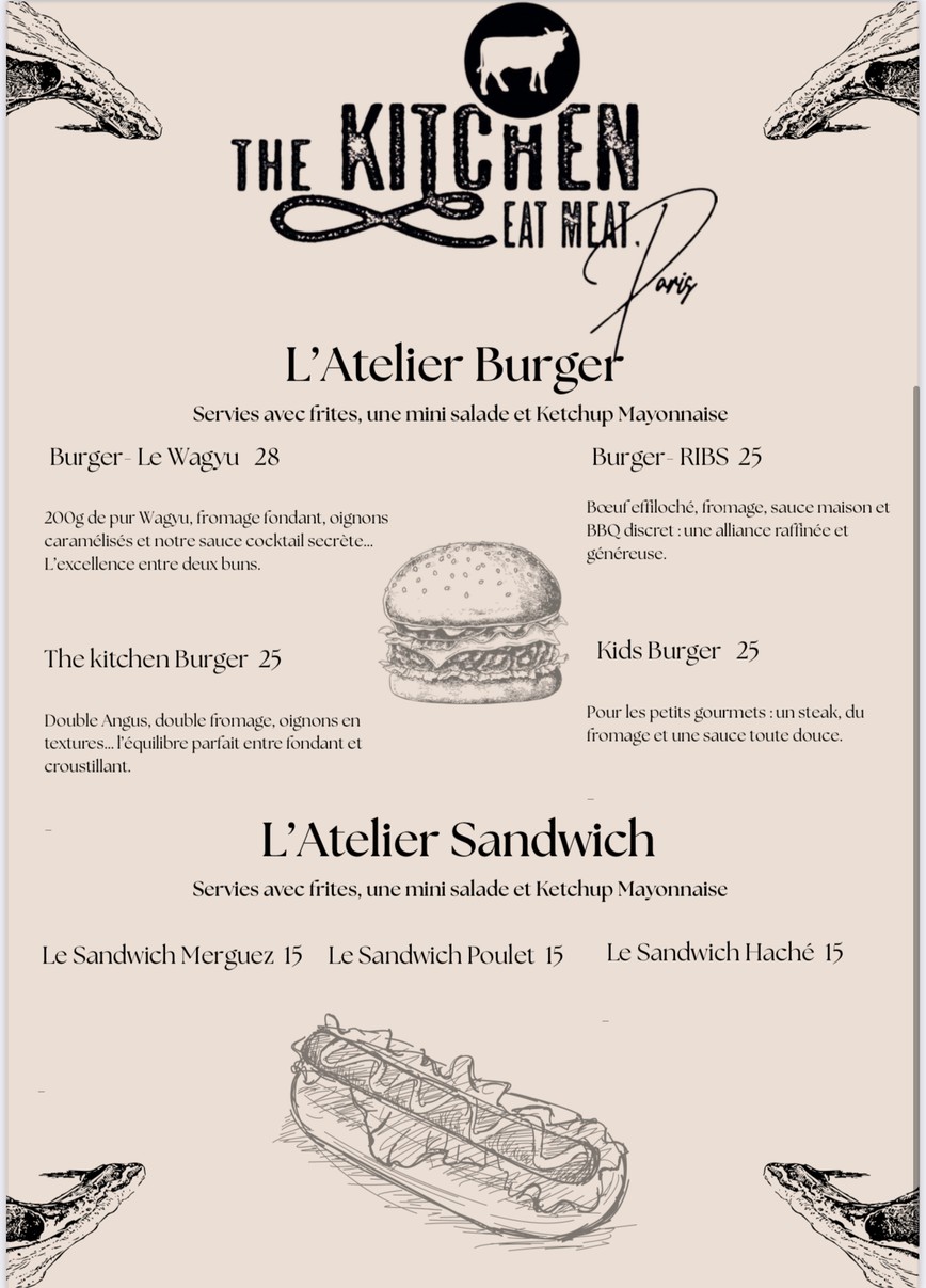 The Kitchen Eat Meat Paris menu 3