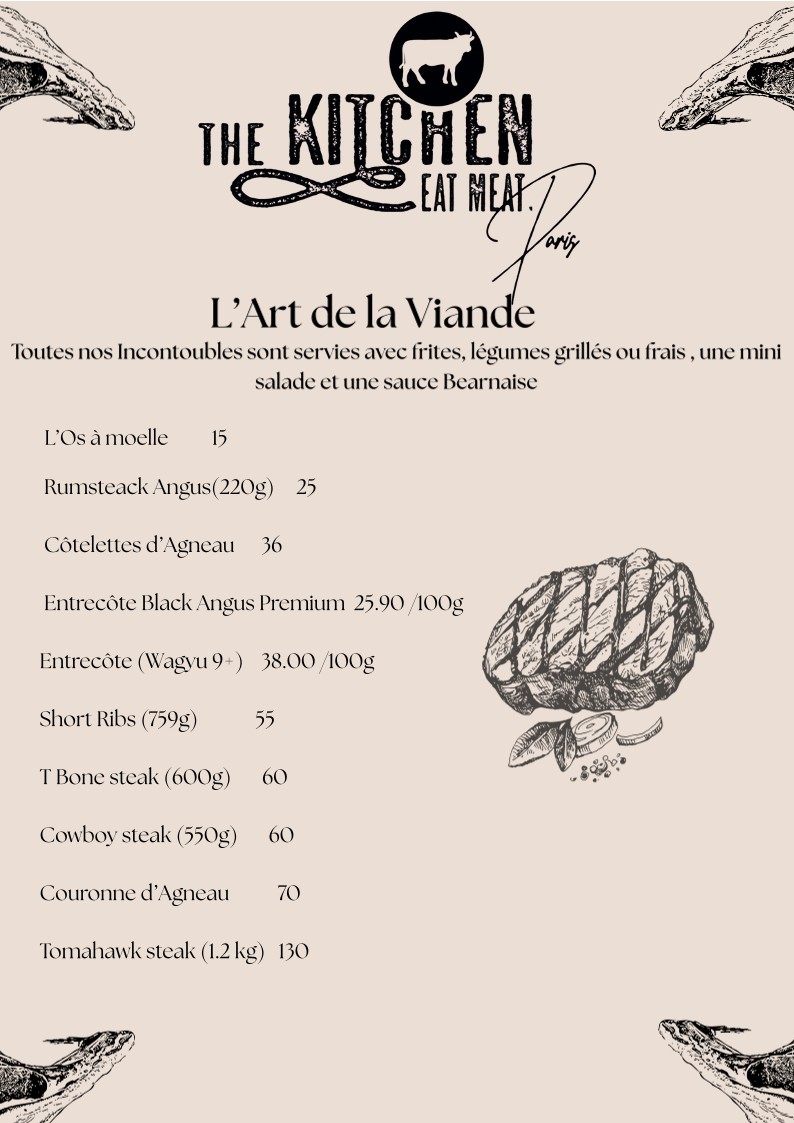 The Kitchen Eat Meat Paris menu 4