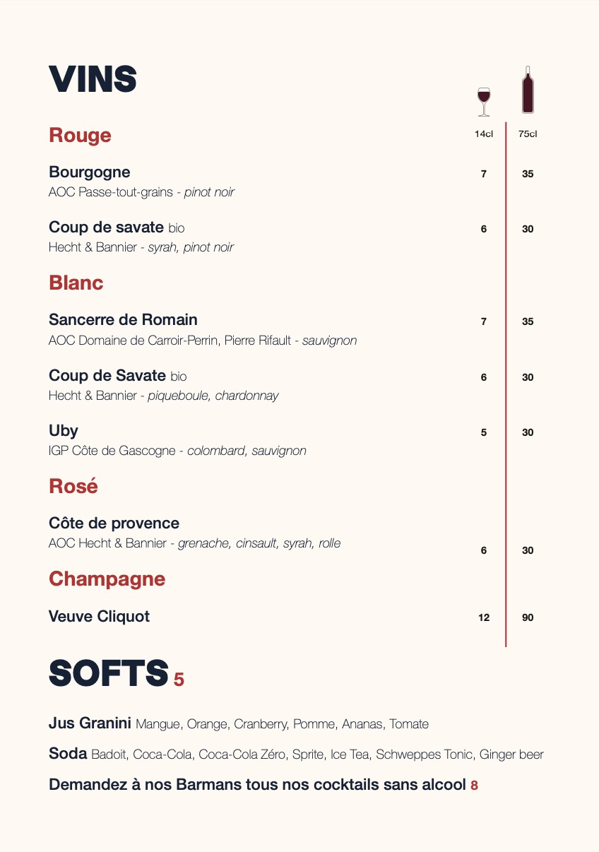 Eden Park Pub Paris menu 4