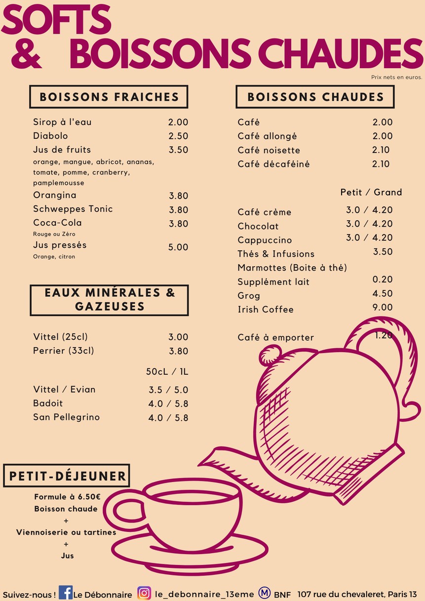 Le Débonnaire menu 2