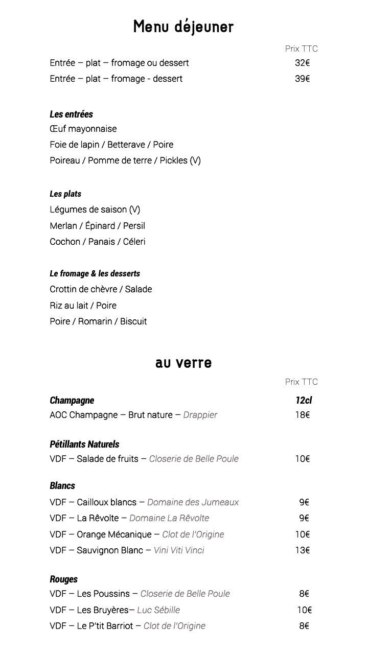 Sauvage menu 1