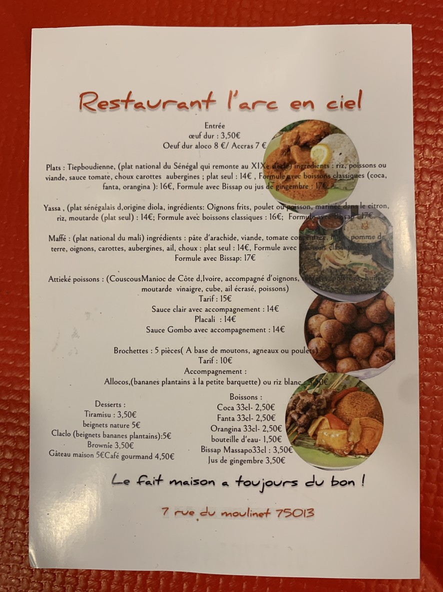 L'Arc-en-Ciel menu 2