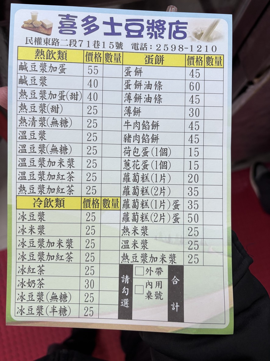 Xī duō shì zǎocān diàn menu 1