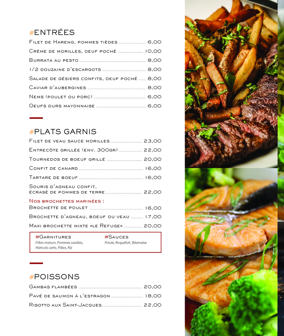 Le Refuge Charenton le Pont menu 2