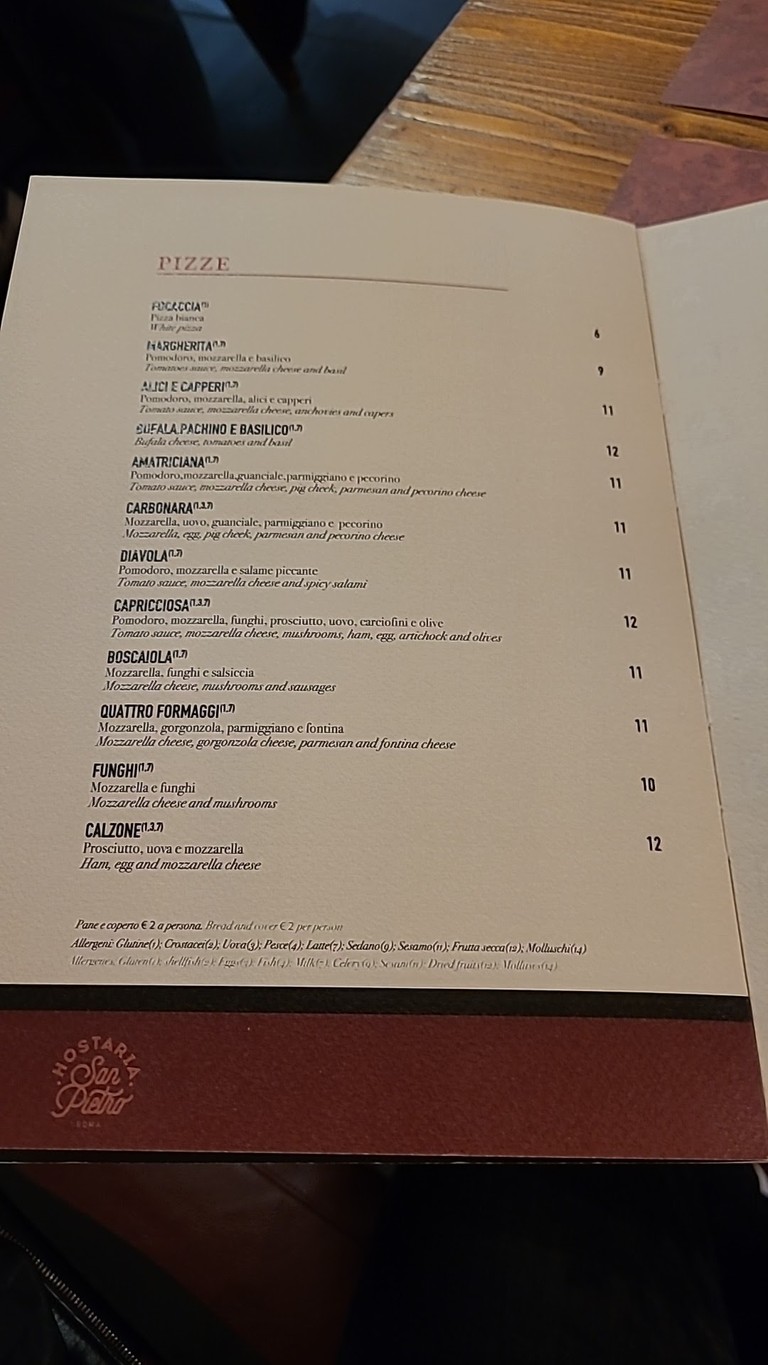 Pancia Felice Fornaci menu 3