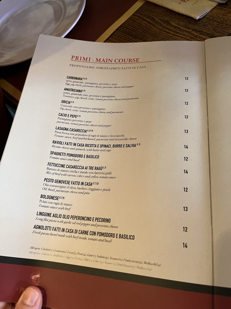 Pancia Felice Fornaci menu 4