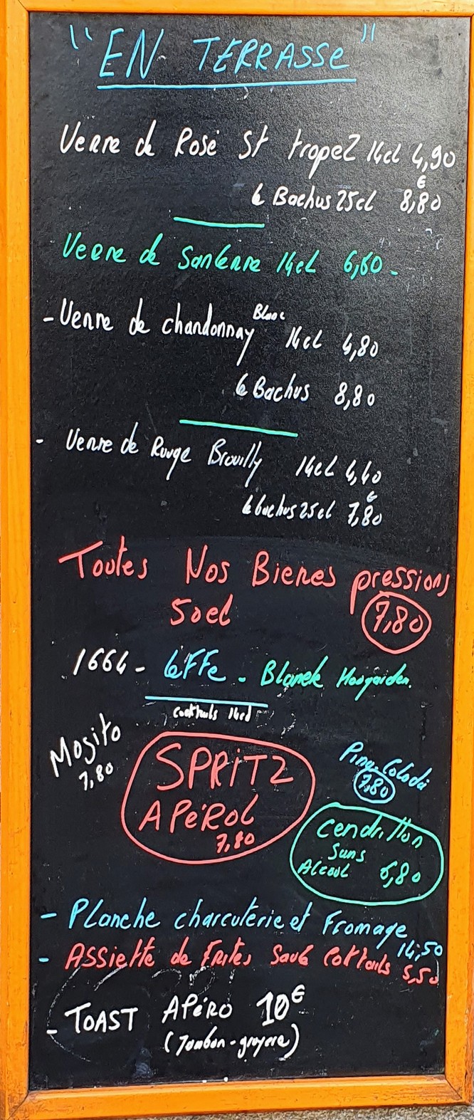 Le relais des sablons menu 1
