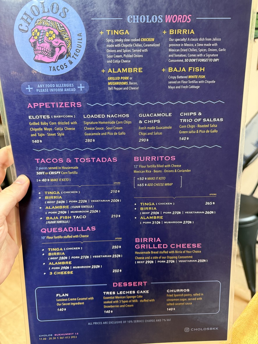 Cholos Mexican Charoen Krung menu 2