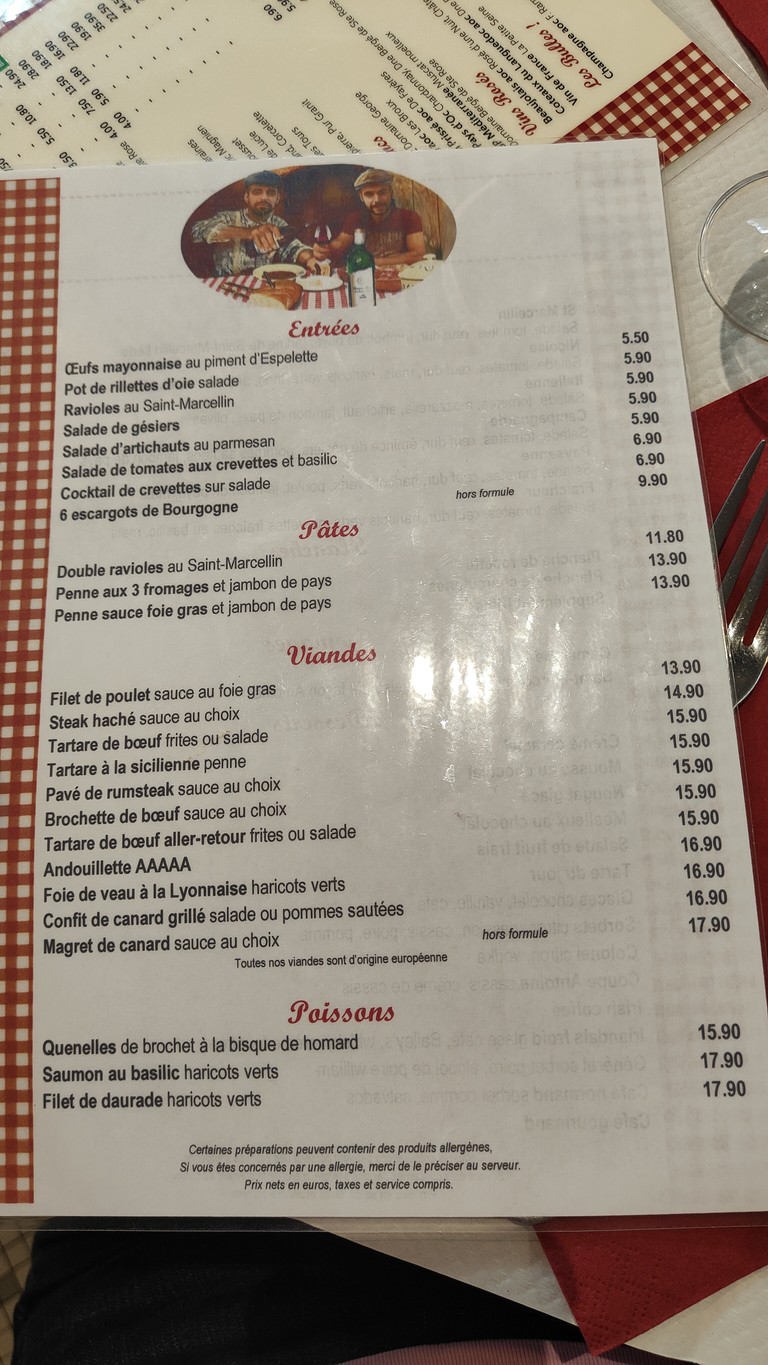 Le Bistrot d' Antoine menu 1