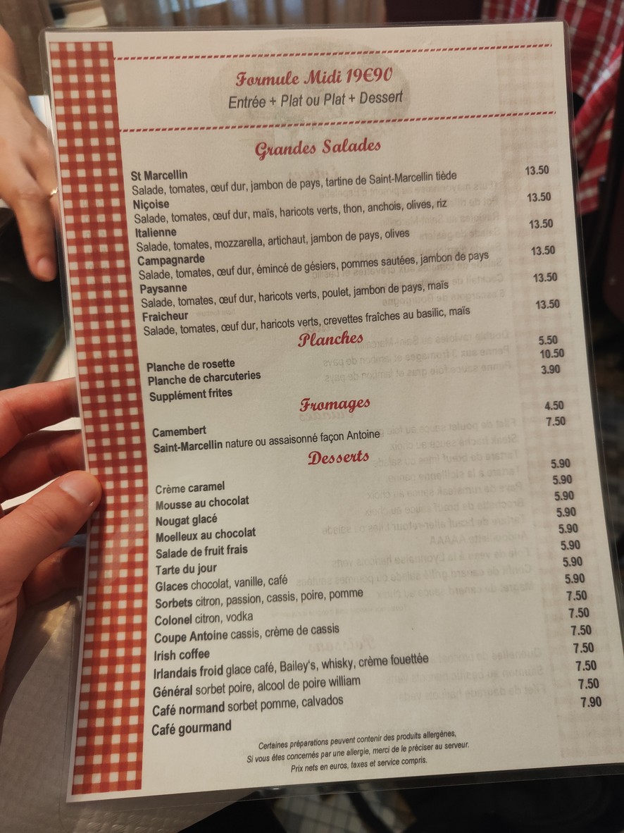 Le Bistrot d' Antoine menu 2