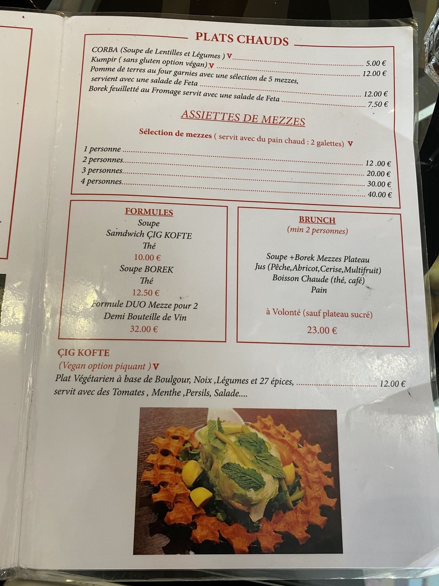 Le Mezze du chef çig köfte menu 2