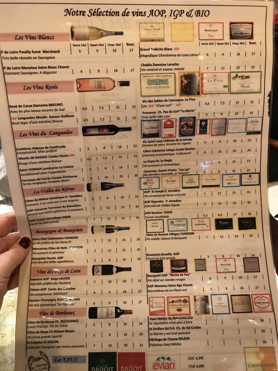 Au Métro des Lilas menu 2