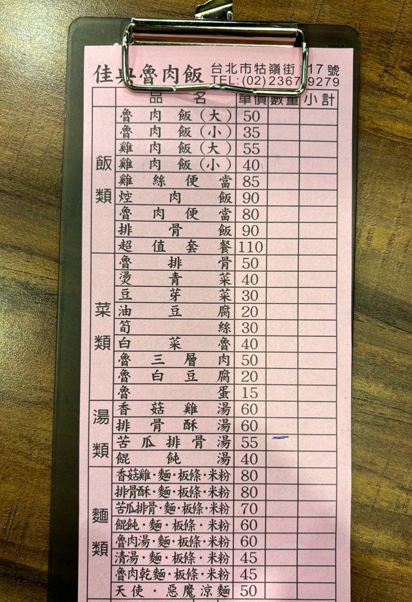 Jia Dian Lu Rou Fan menu 1