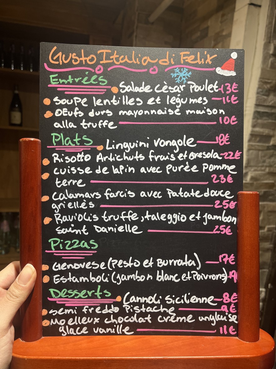 Gusto Italia 201 menu 1