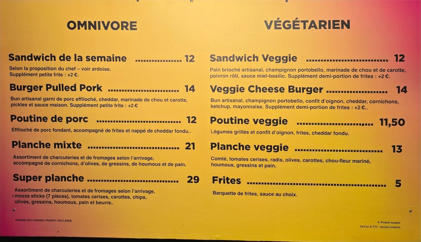 Javelle Tavern menu 1