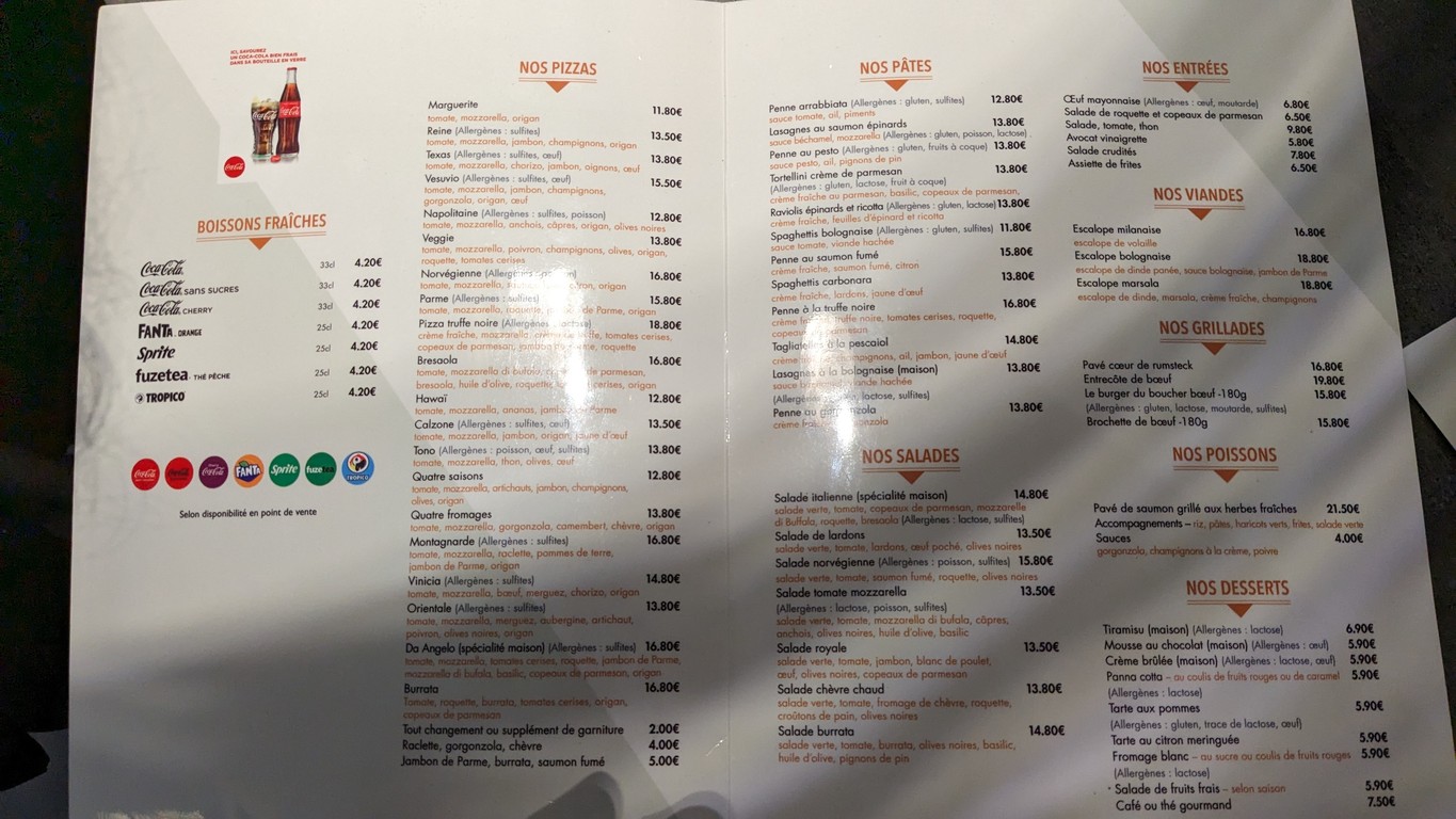 Pizza Da Angelo 92100 - Pizzeria Boulogne Billancourt (92) - Restaurant Italien - Ouvert le dimanche - Pizza livraison 92 menu 2