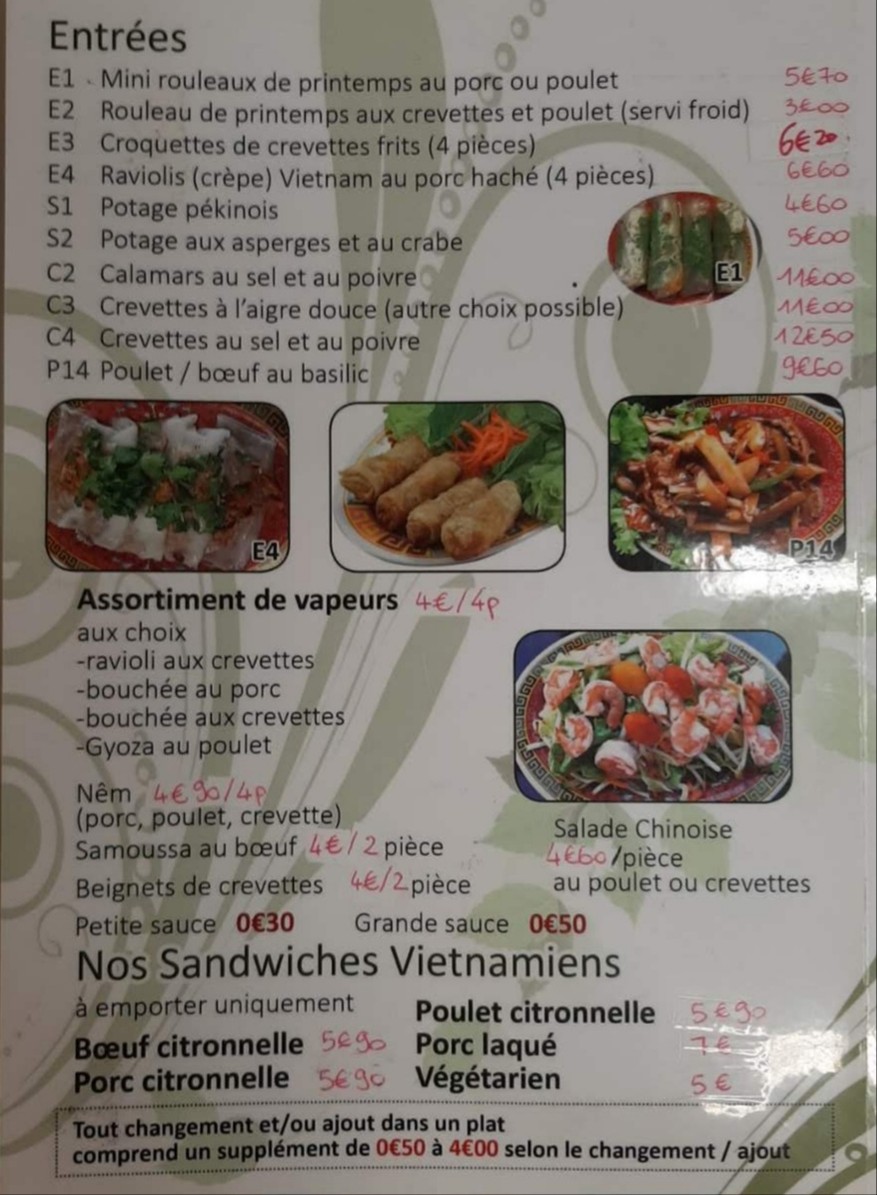 La Gourmandise menu 1