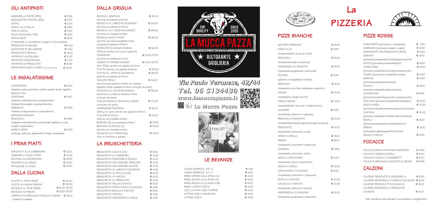 La Mucca Pazza menu 1
