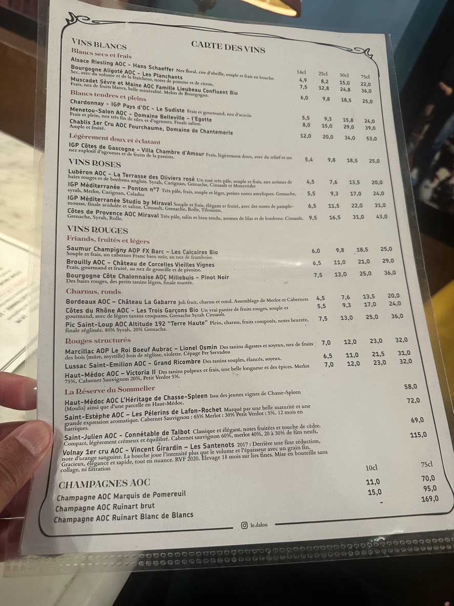 Le Dalou menu 4
