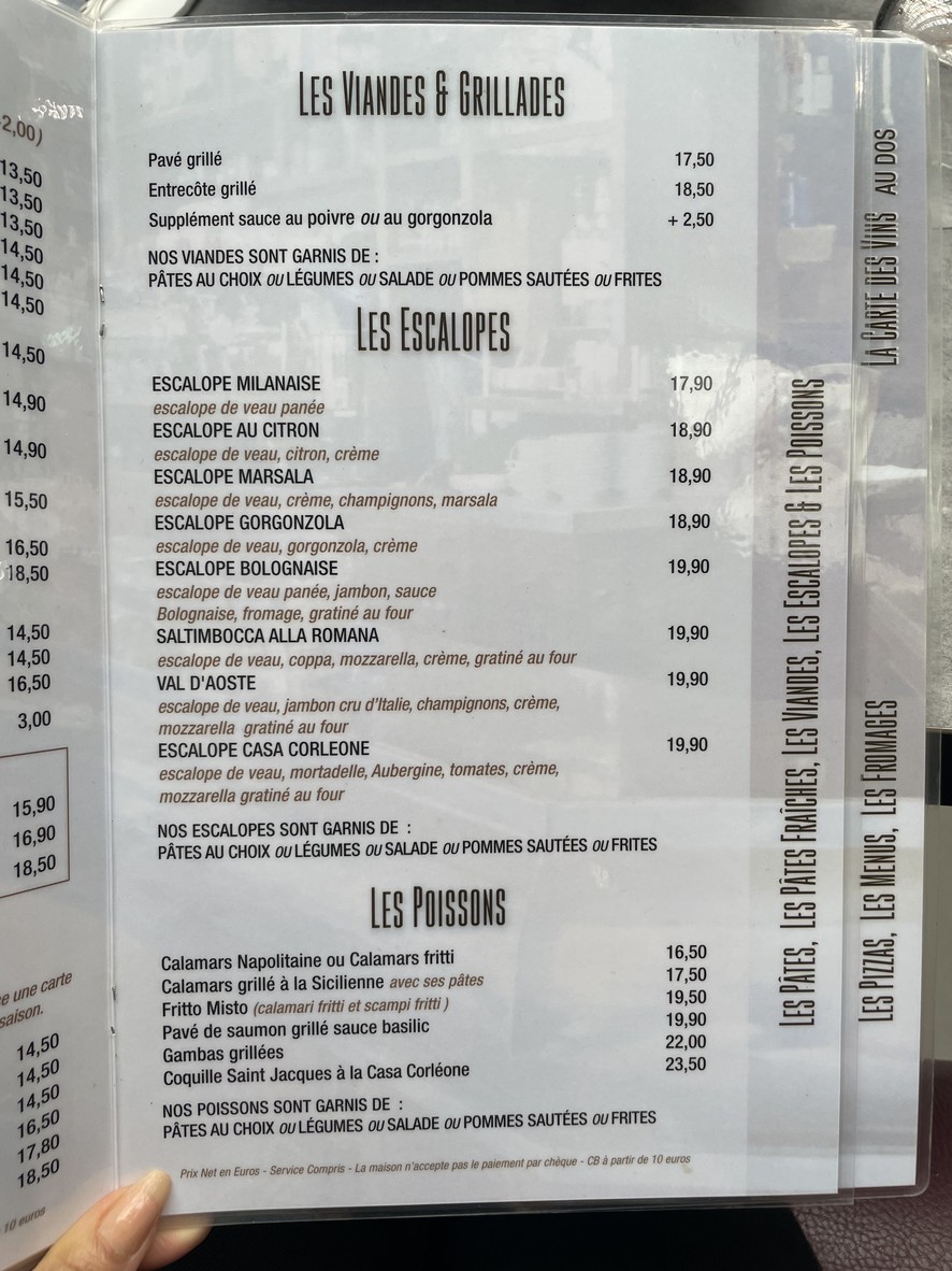 Casa Corléone menu 3
