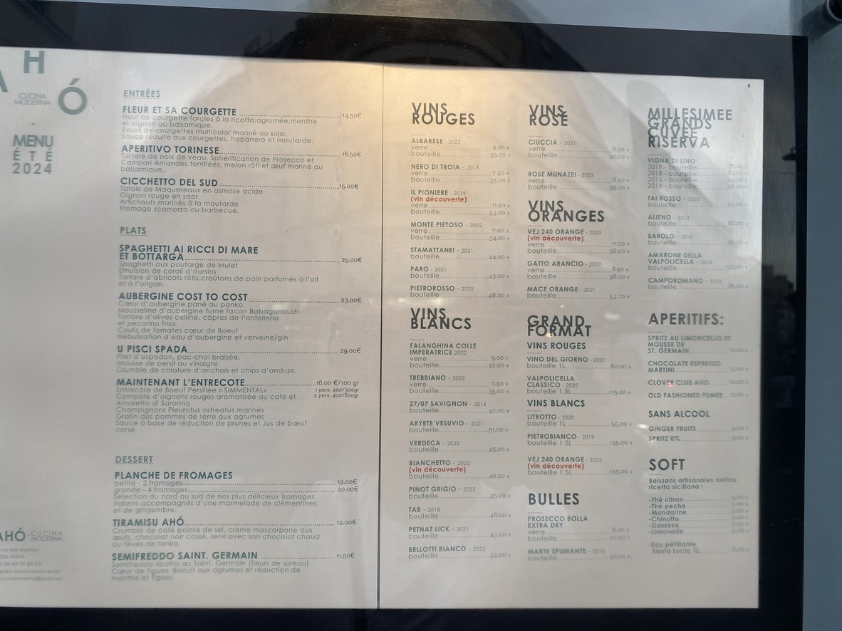 AHO • cucina moderna menu 1