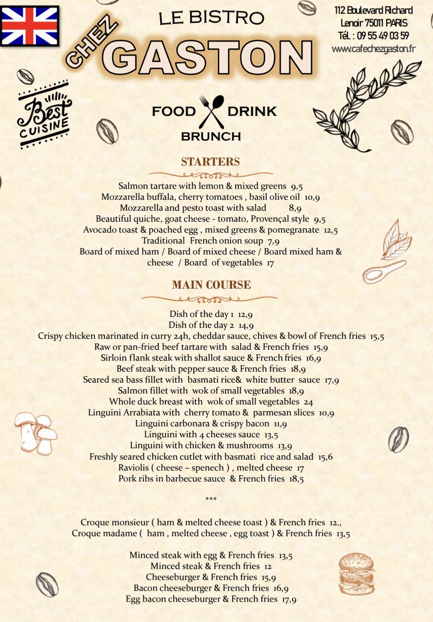 Chez Gaston menu 2