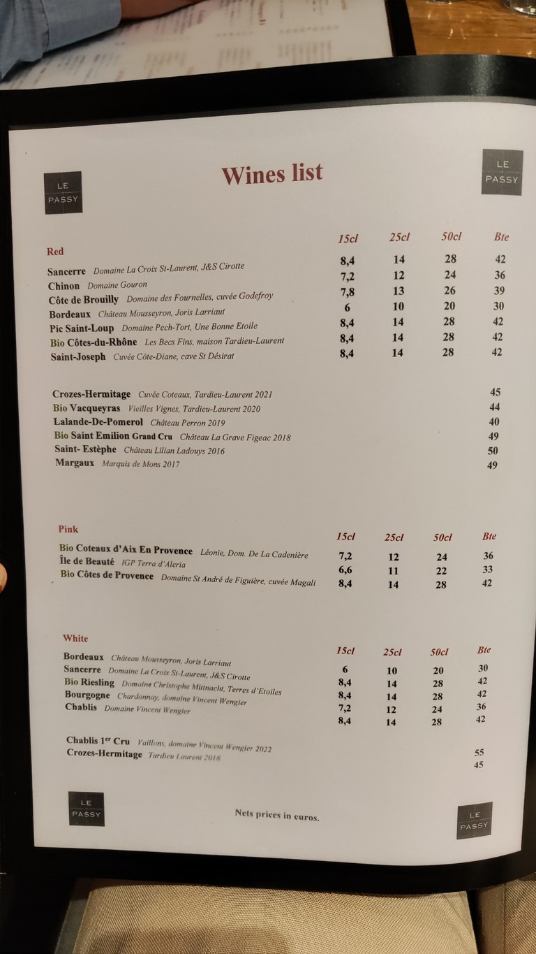 Le Passy menu 3