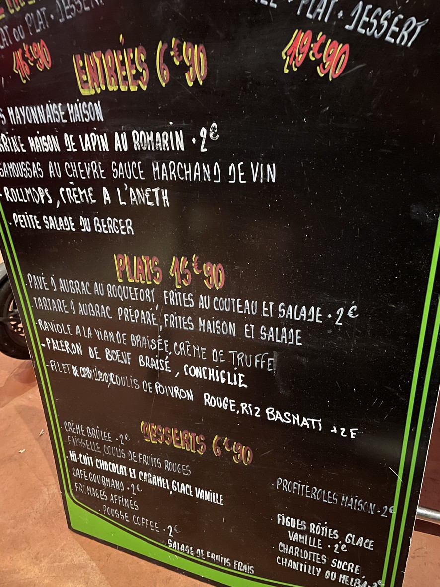 Pousse Café menu 1