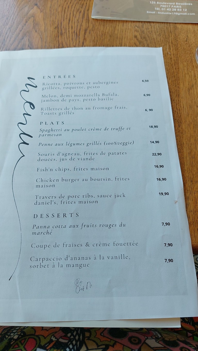 L'Industrie | Café Restaurant menu 2
