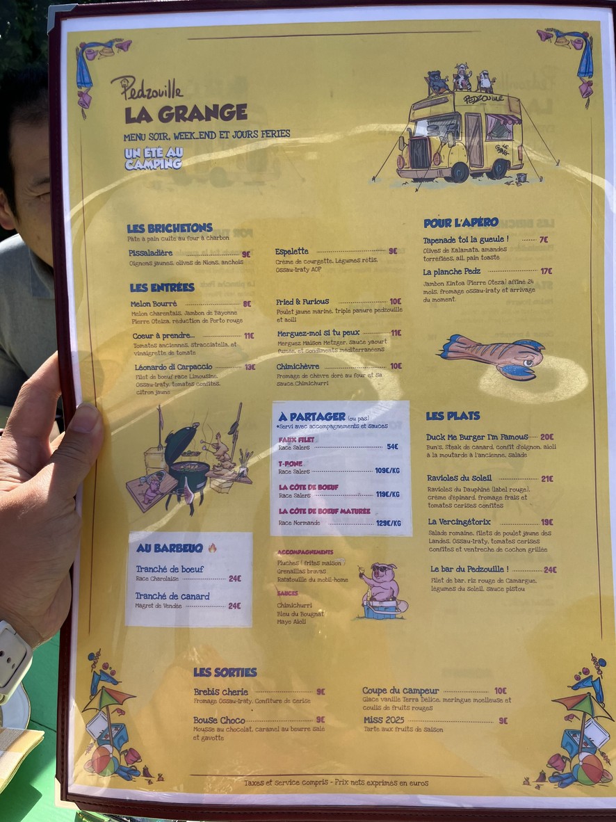 Pedzouille La Grange menu 1