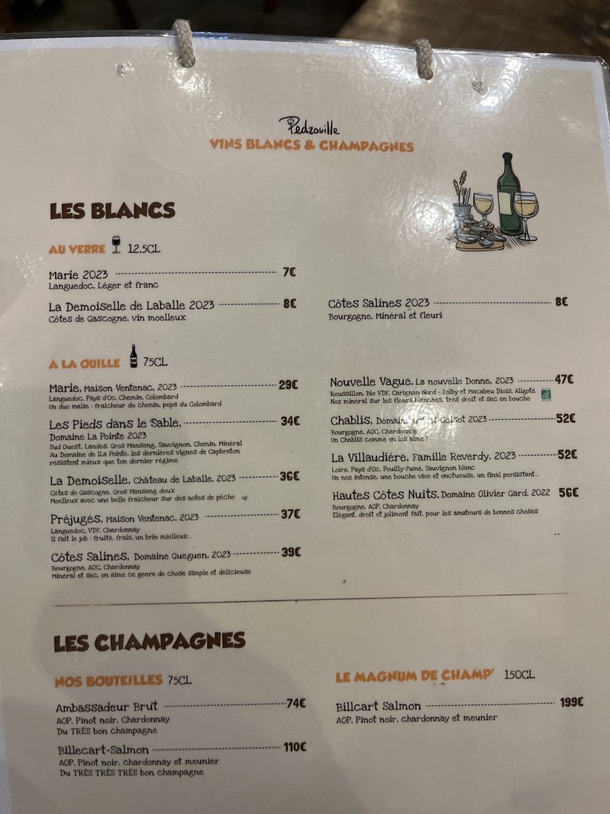Pedzouille La Grange menu 3
