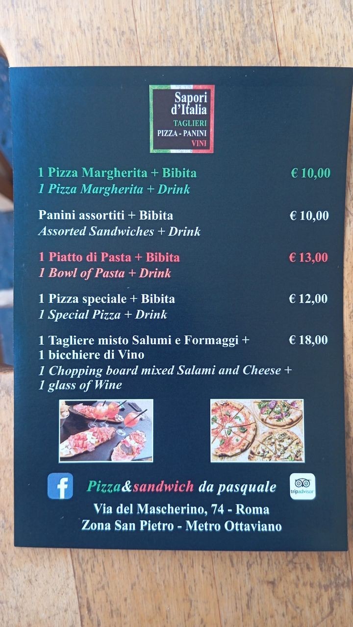Pizza & Sandwich Da Pasquale menu 1