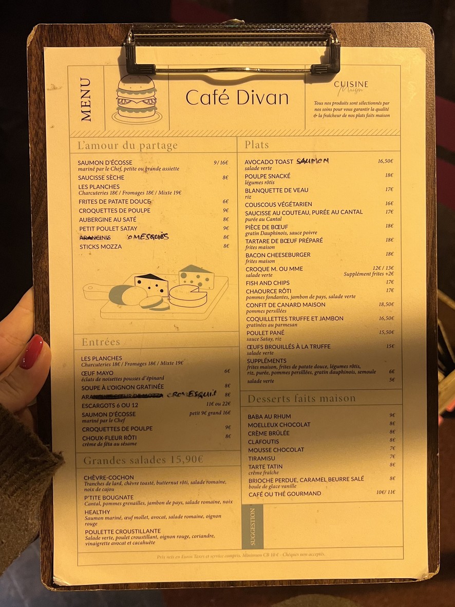 Café Divan menu 1