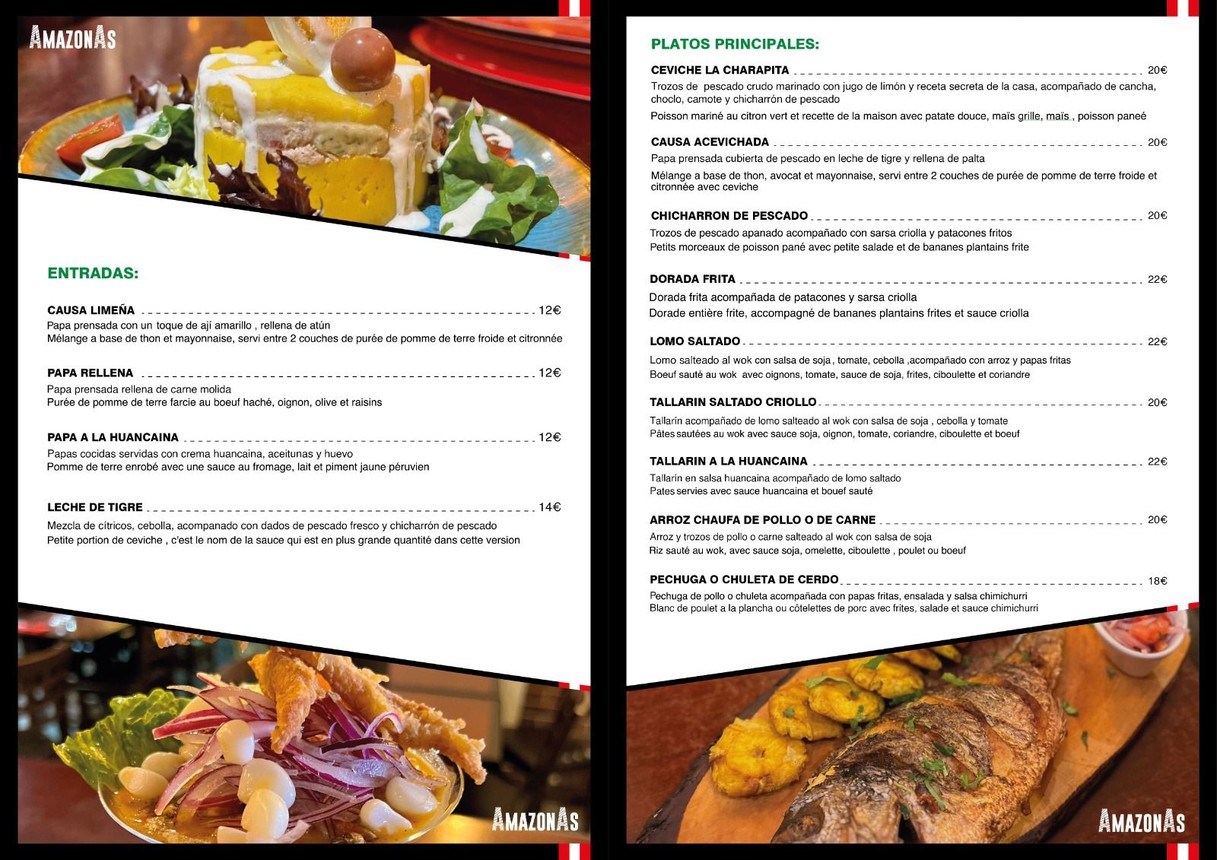 Amazonas cuisine péruvienne menu 2