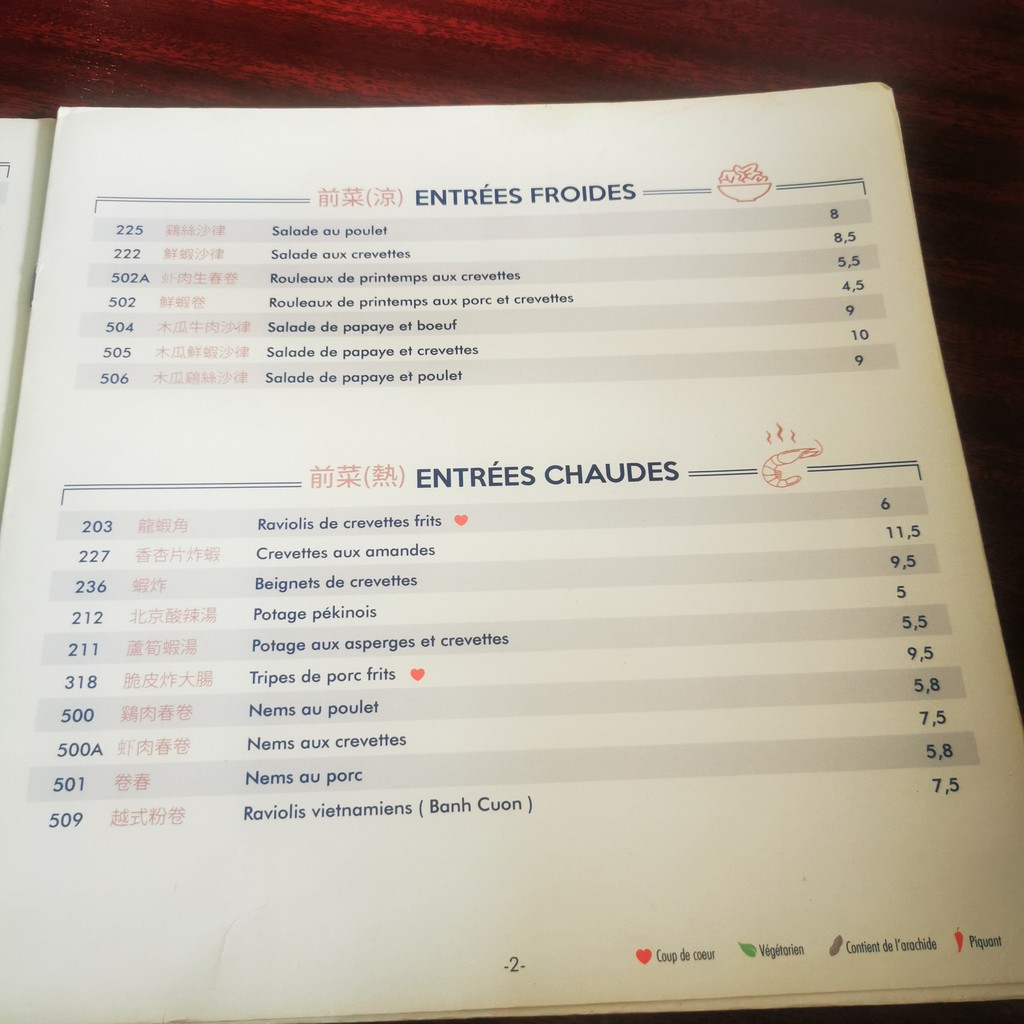 PARIS LOC LAC menu 1