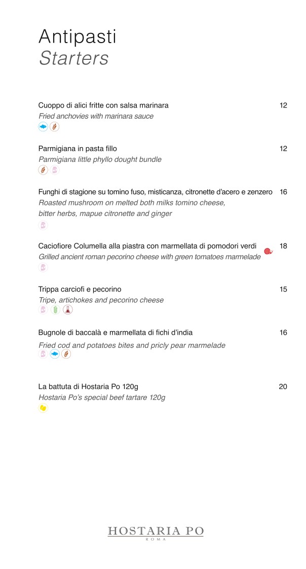 Hostaria Po menu 1