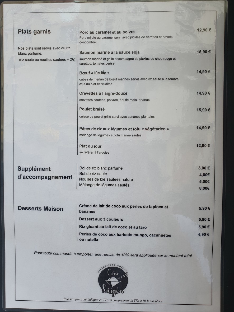 Cơm Sàigòn menu 3