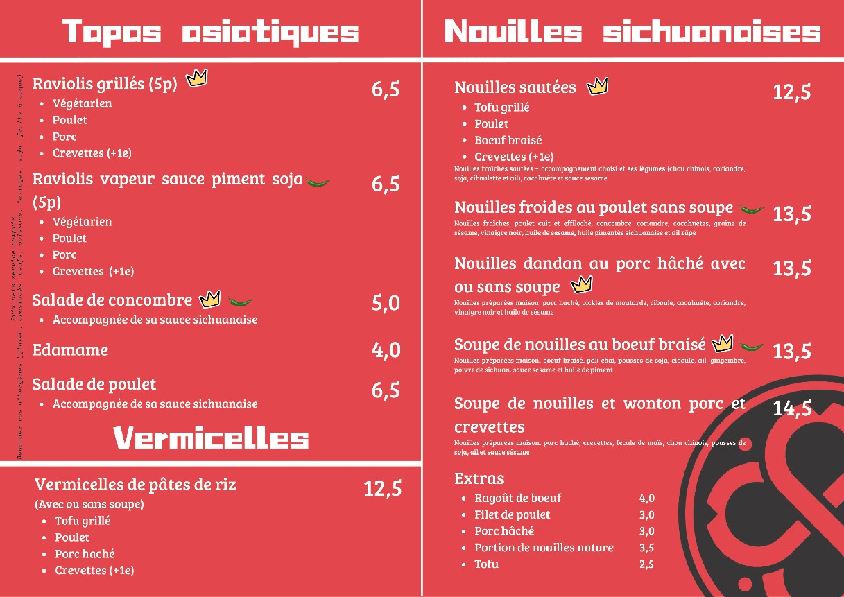YUKI - Nouilles Fraîches menu 2