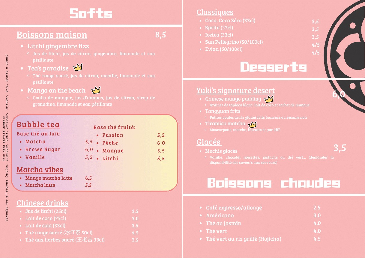 YUKI - Nouilles Fraîches menu 3