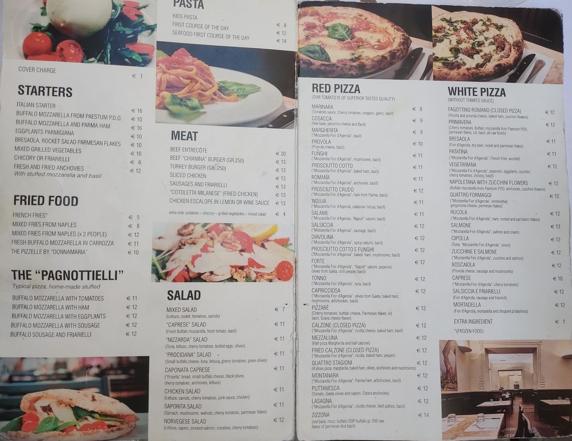 PizzaRé menu 1