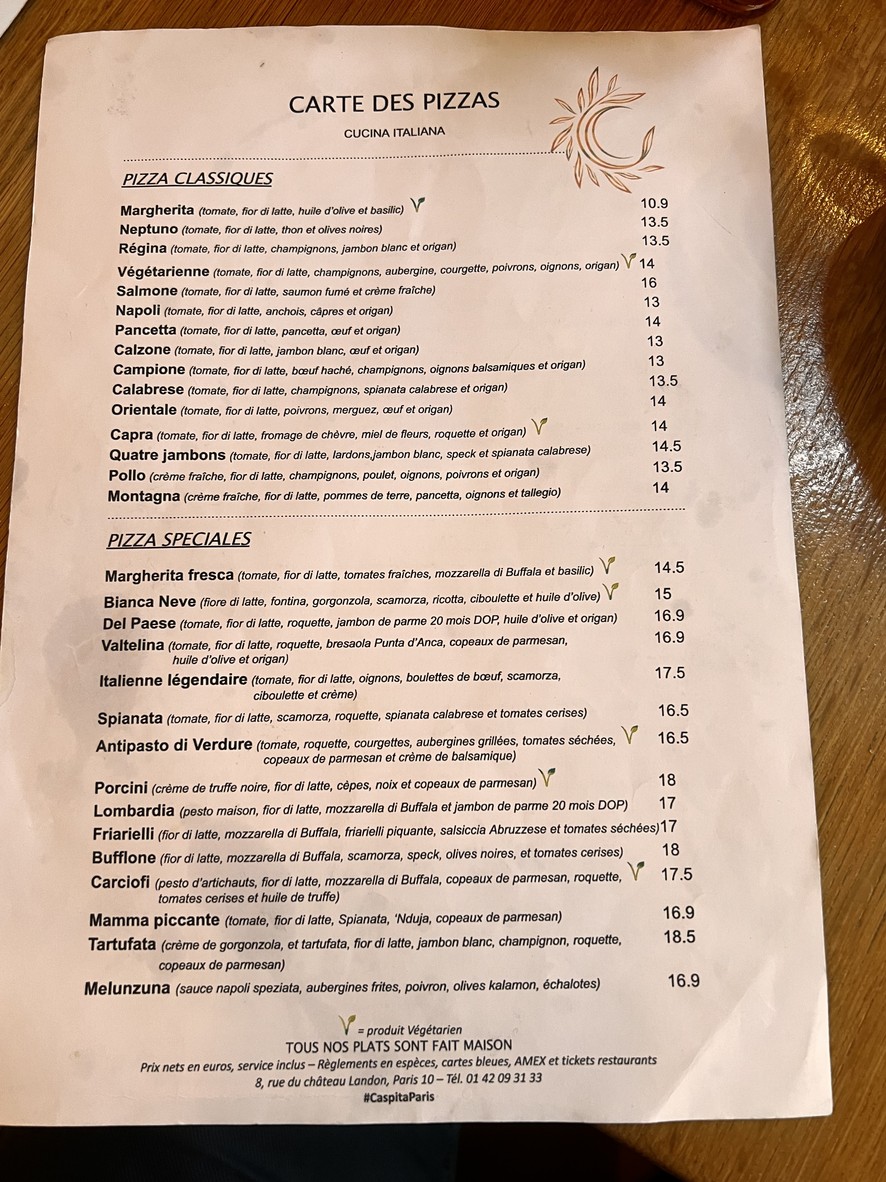 La Caspita menu 2