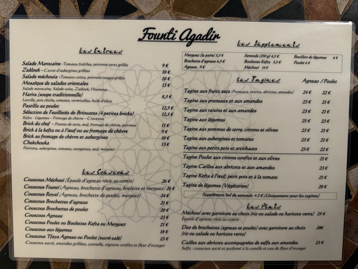Founti Agadir menu 1