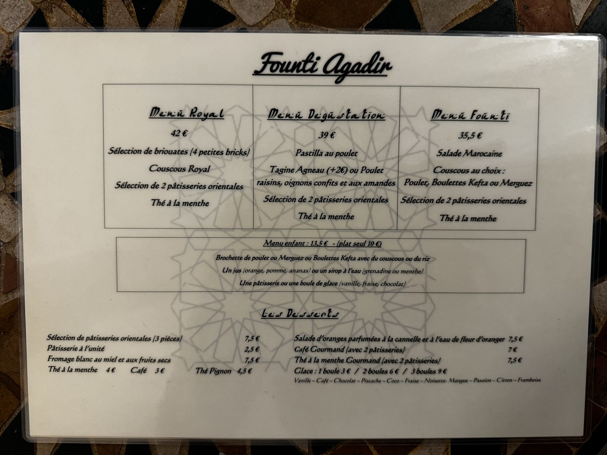 Founti Agadir menu 2