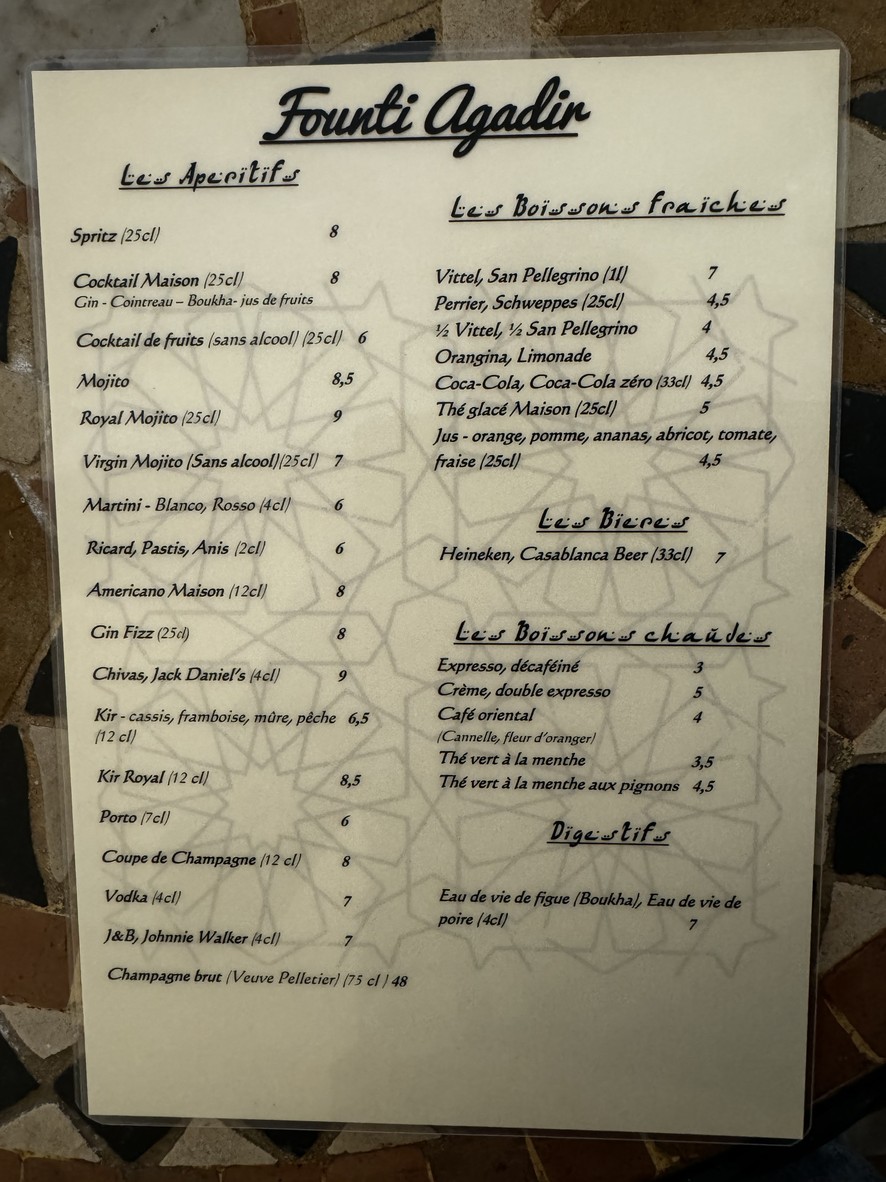 Founti Agadir menu 3