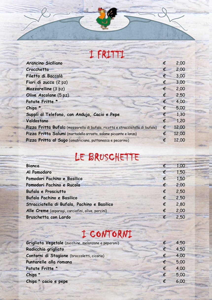 Pizzeria - Bisteccheria Gallo Cedrone - Roma Nomentana menu 1