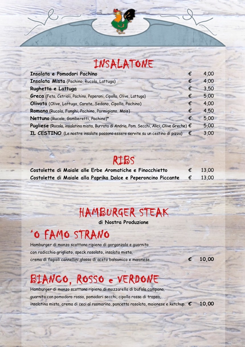 Pizzeria - Bisteccheria Gallo Cedrone - Roma Nomentana menu 2