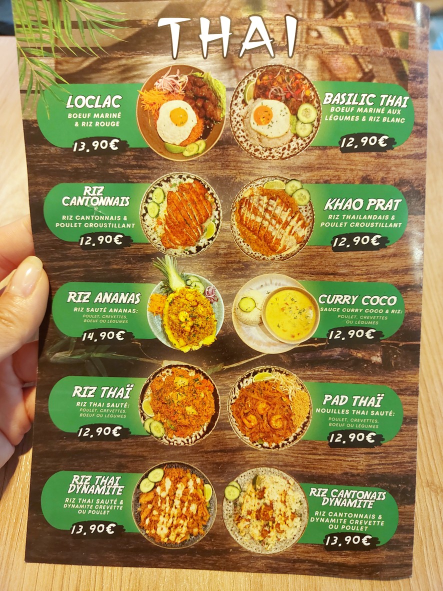Raya Thaï menu 1