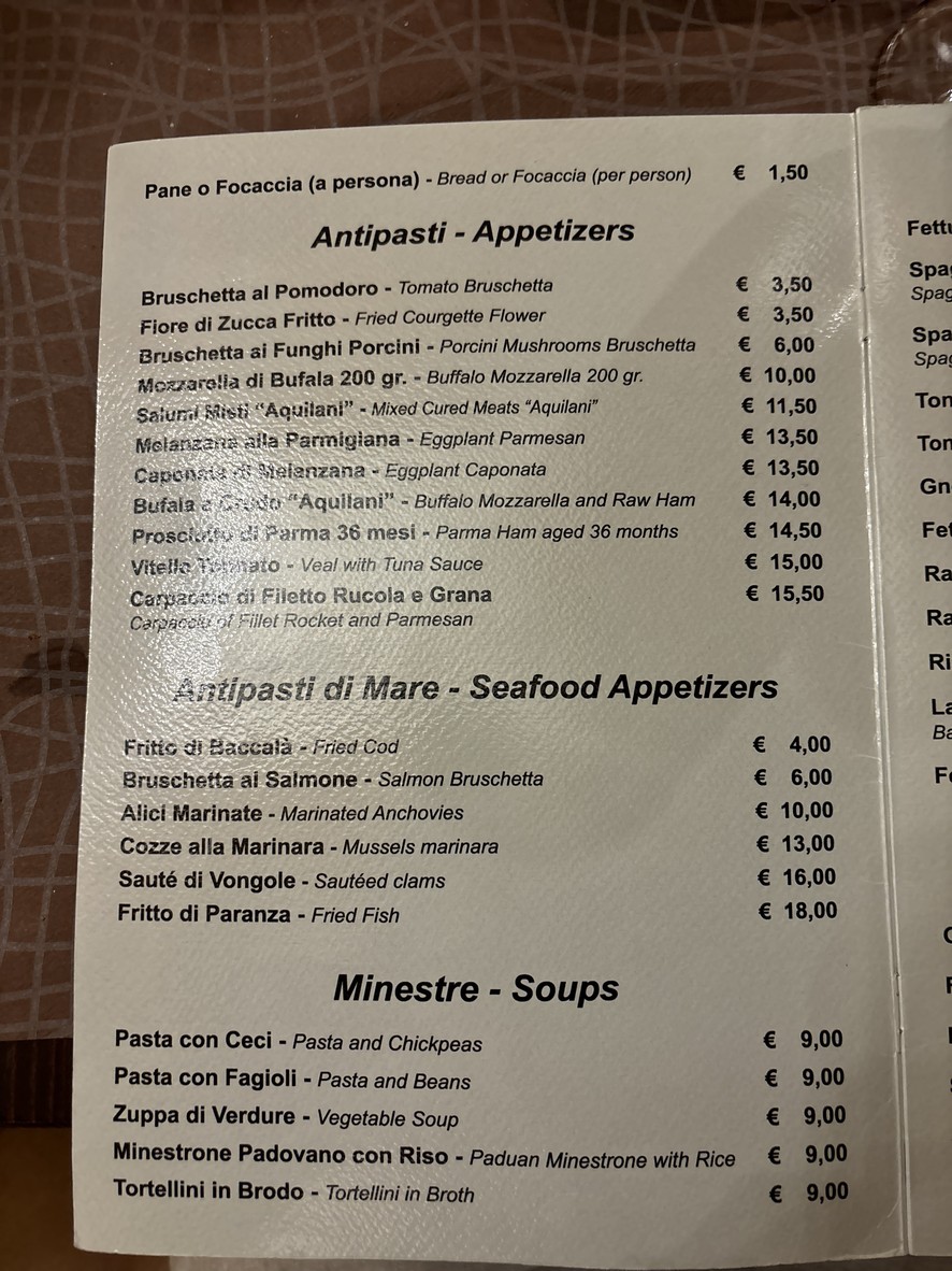Ristorante Al Padovano menu 1