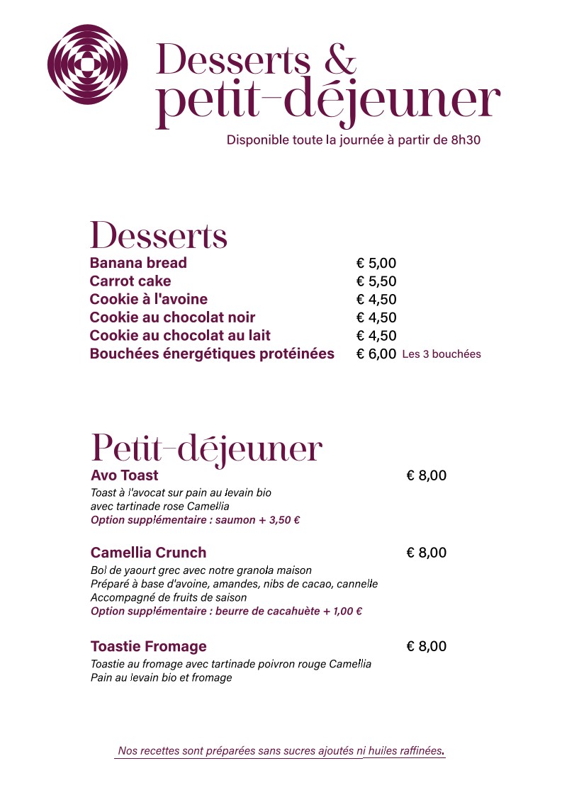 Camellia menu 1