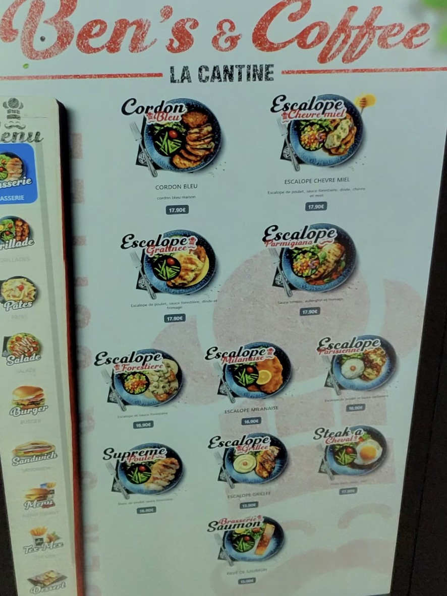 Ben's Coffee menu 1
